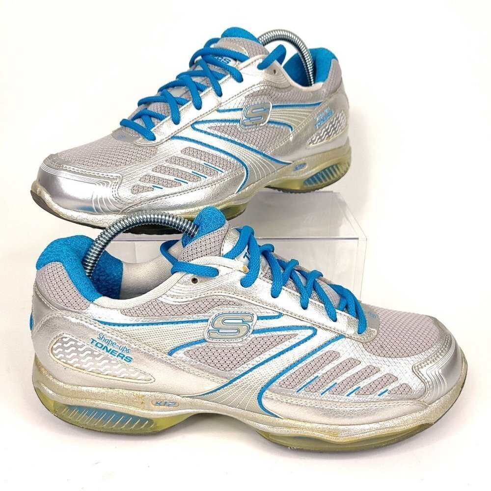 Skechers Shape-Up Toners Grey/Teal Training Shoes Womens Size 8